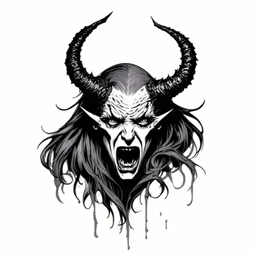 depression as a demon tattoo design idea