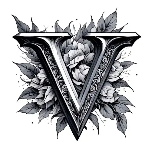 Roman number V incorporated tattoo design idea