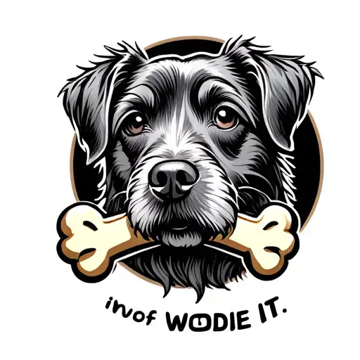 dog bone with woof insdie it  tattoo design idea