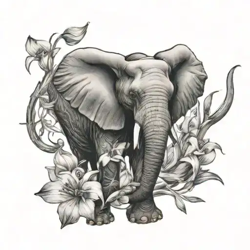 elephant Iris woodworking tattoo design idea