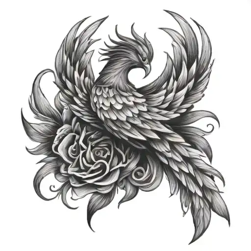 Feminine Phoenix tattoo design idea