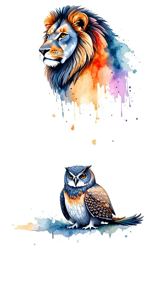 lion head rasta lion head owl sitting tattoo design idea