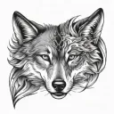 wolfs face split tattoo design idea