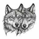 wolfs face split tattoo design idea
