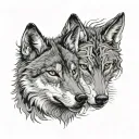 wolfs face split tattoo design idea