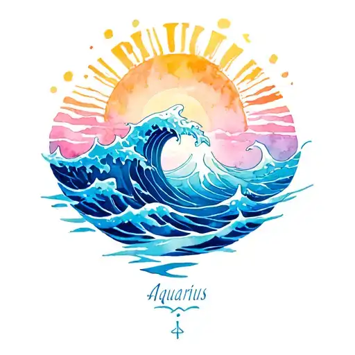 aquarius waves representing strength tarot card tattoo design idea