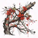 dead tree with new growth tattoo design idea