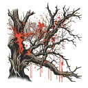 dead tree with new growth tattoo design idea