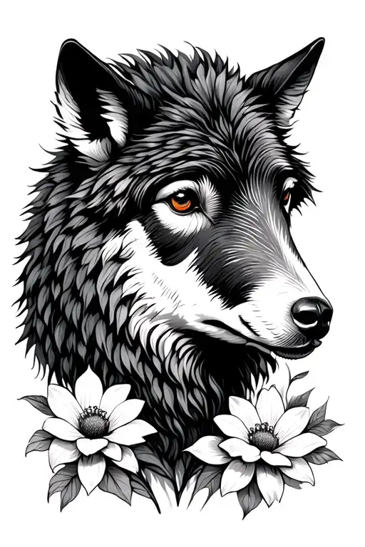 sheep in wolf's clothing flower blooming tattoo design idea