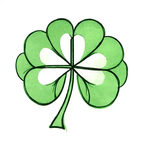 4 leaf clover (green outline) with a cross (black outline) in the middle and no shading tattoo design idea