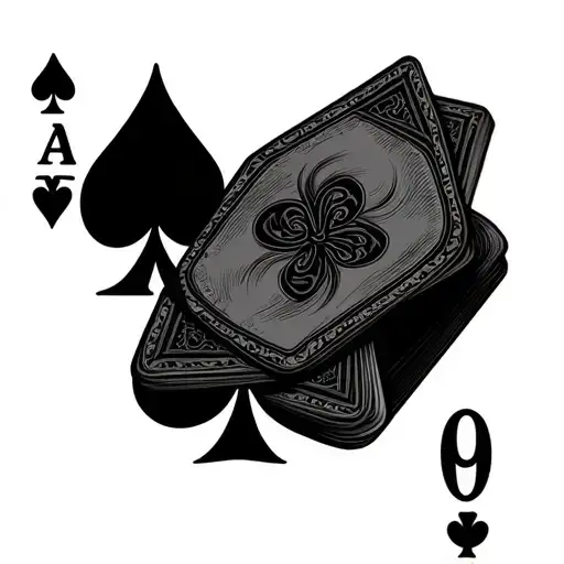 playing cards. 7 of spades on top of 2 of diamonds tattoo design idea