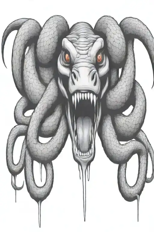 large snake dripping poison from its mouth tattoo design idea