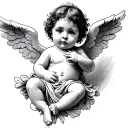 black cherub baby angel tattoo design idea