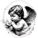black cherub baby angel tattoo design idea