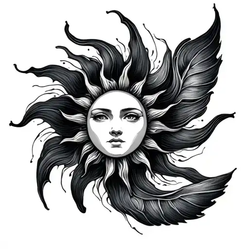 Dotwork Sun tattoo design idea
