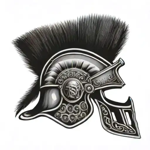 gladiator helmet adorned with symbols roman coliseum weapons of ancient rome tattoo design idea