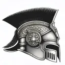 gladiator helmet adorned with symbols roman coliseum weapons of ancient rome tattoo design idea
