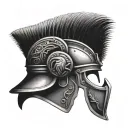 gladiator helmet adorned with symbols roman coliseum weapons of ancient rome tattoo design idea