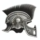 gladiator helmet adorned with symbols roman coliseum weapons of ancient rome tattoo design idea