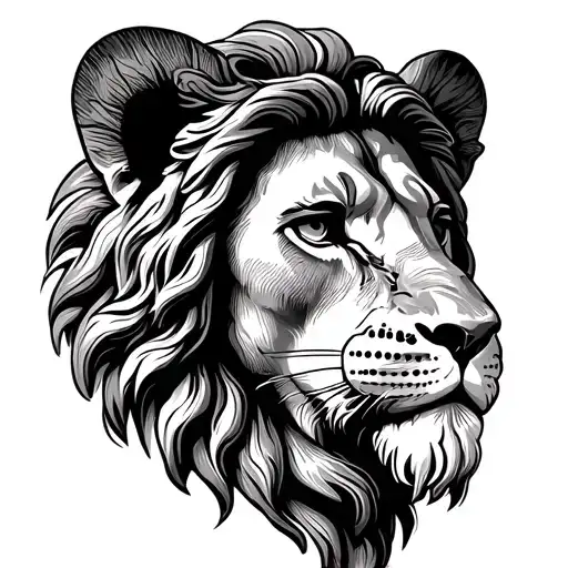a lion head with Jesus Christ tattoo design idea