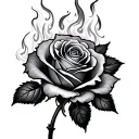 burning roses fuck love tattoo design idea