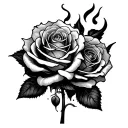 burning roses fuck love tattoo design idea