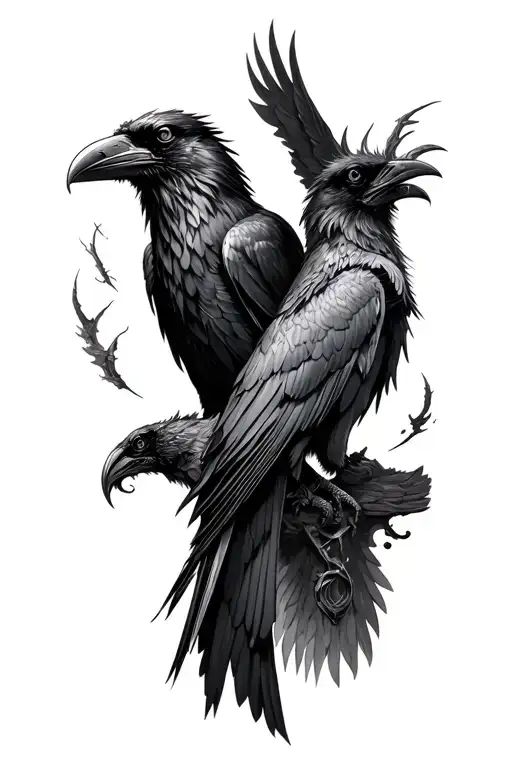 Odins Ravens Huginn and Muninn tattoo design idea