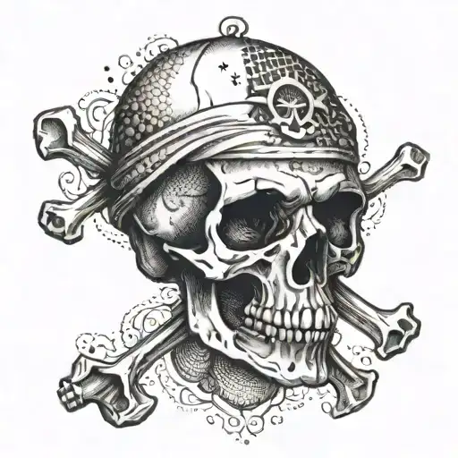 A deathwish banner wrapped around a skull and crossbones tattoo design idea