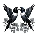 2 magpies facing each other tattoo design idea