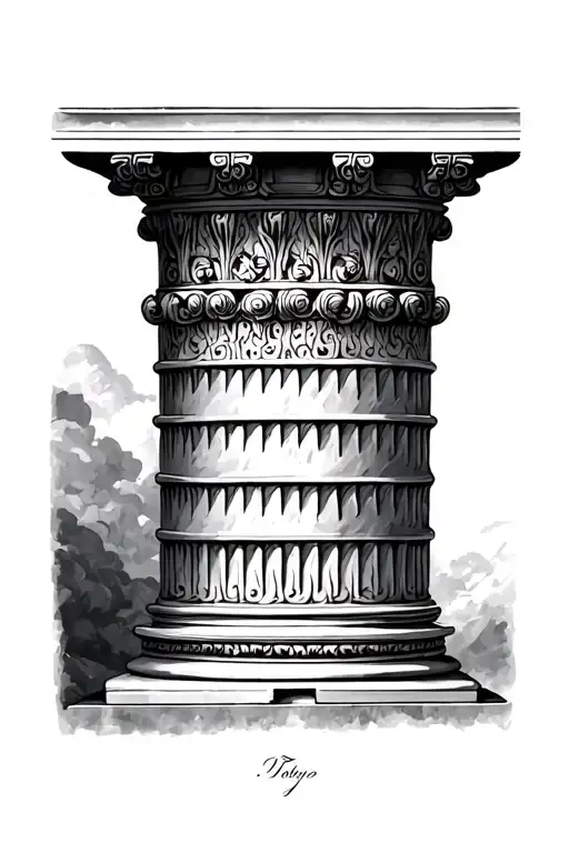 greek column pillar tattoo design idea
