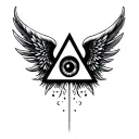 illuminati eye triangle with black angel wings tattoo design idea