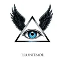 illuminati eye triangle with black angel wings tattoo design idea