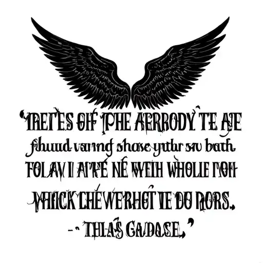 anime brotherhood quote with black angel wings tattoo design idea