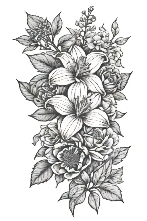october and march birth flowers blooming tattoo design idea
