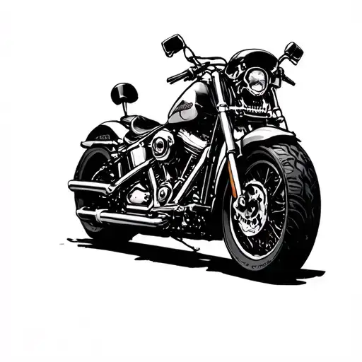 skull harley davidson motorcycle tattoo design idea