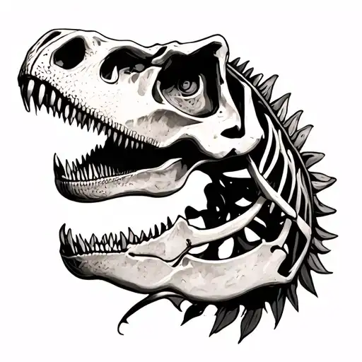 dinosaur skeleton tattoo design idea