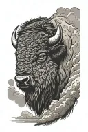 bison facing storm clouds tattoo design idea