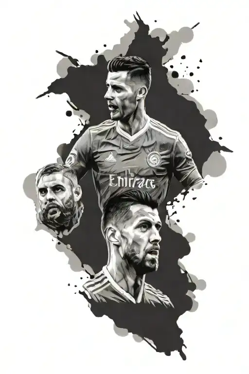 Cristiano Ronaldo, Riyad Mahrez, and Gara. Ronaldo tattoo design idea
