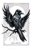 raven with wings spread tattoo design idea