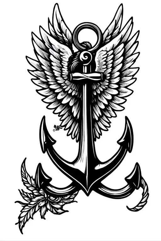 Anchor angel wings tattoo design idea