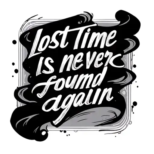 quote "lost time is never found again" written inside tattoo design idea