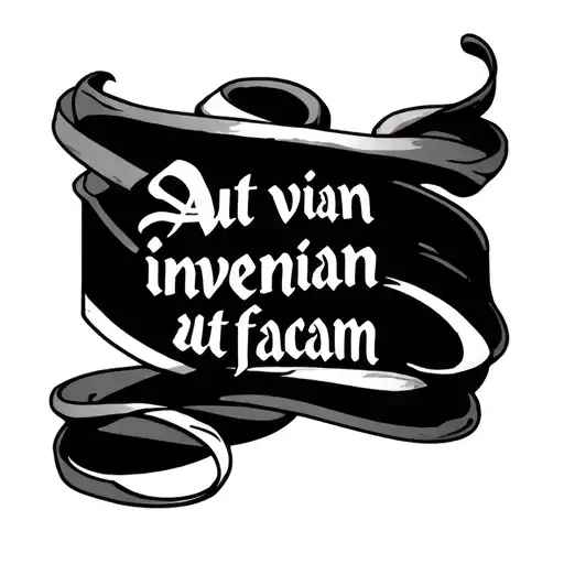 Tattoo design for upper bicep: The Latin phrase "Aut viam inveniam aut faciam" written as a single horizontal line acros tattoo design idea