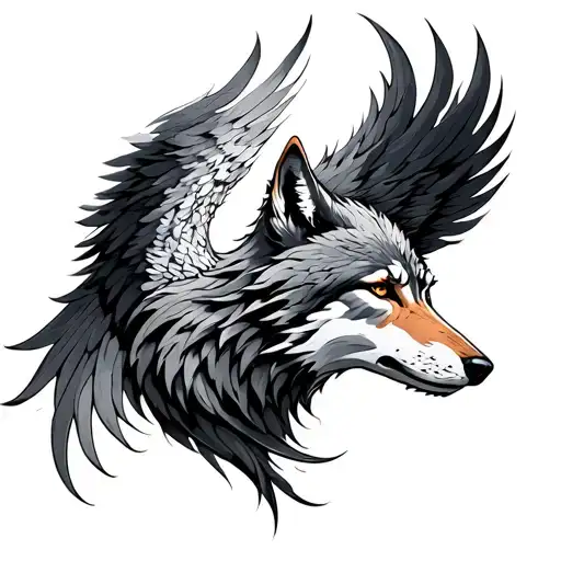Phoenix And Wolf tattoo design idea