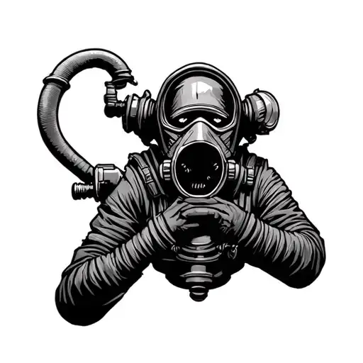 Gas rescuer in a panoramic mask drager tattoo design idea