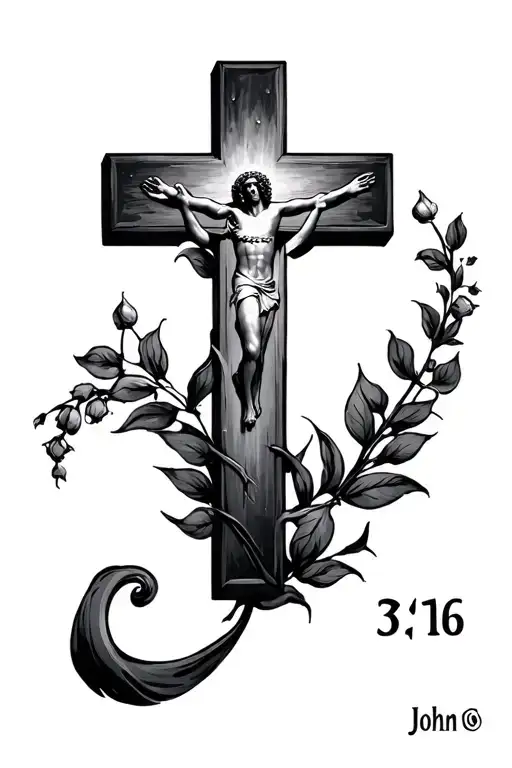 John 3:16 cross tattoo design idea
