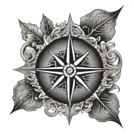 Nordic compass rose tattoo design idea