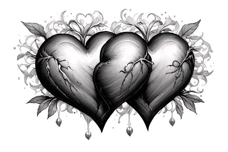 3 Connected Hearts tattoo design idea