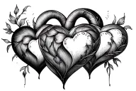 3 Connected Hearts tattoo design idea
