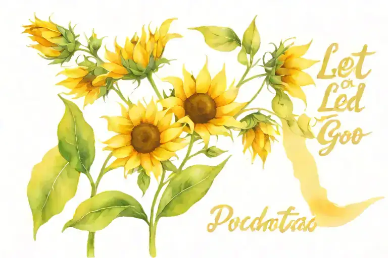 Pocahontas leaves sunflowers and the phrases let them let go let god  tattoo design idea