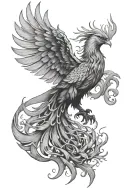 phoenix rising from the ashes tattoo design idea
